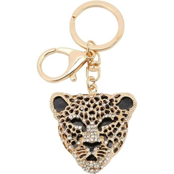 Exquisite Rhinestone Leopard Keychain - Sparkling & Stylish - Brand New" - Picture 2 of 7